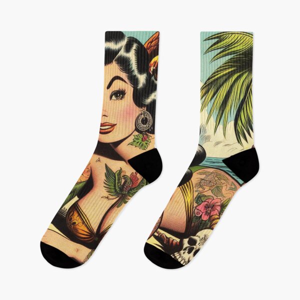 Aperçu de l'œuvre Pin-up tropicale chaude créée et vendue par PulpVintage.