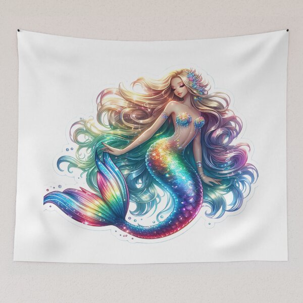 Item preview, Rainbow Mermaid Portrait designed and sold by AI-Only Creations.