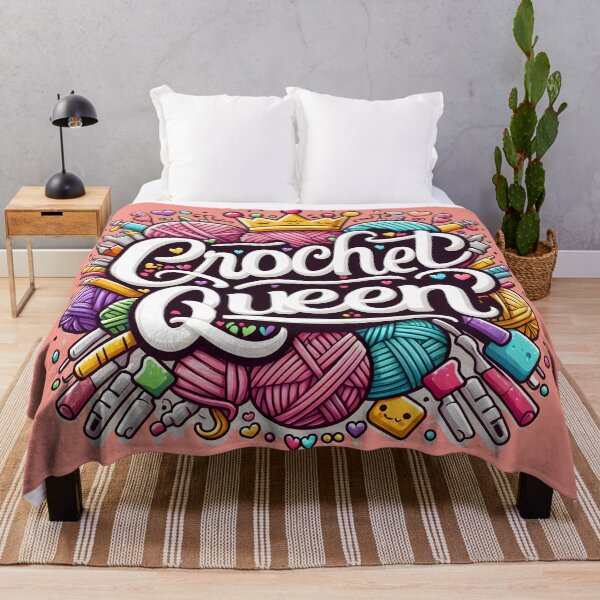 Item preview, Crochet Queen, typography, pun designed and sold by maxmaj.