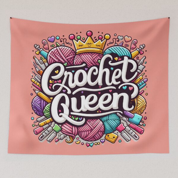 Item preview, Crochet Queen, typography, pun designed and sold by maxmaj.