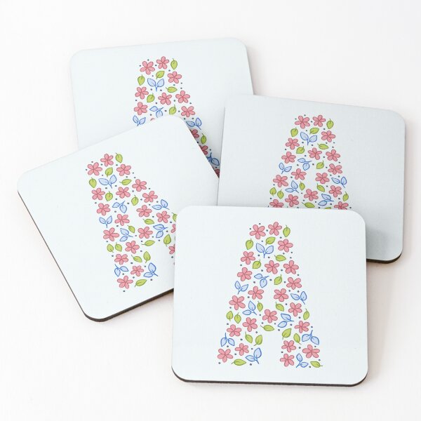 Item preview, Letra A del monograma floral - rosa y azul designed and sold by srsig designs.
