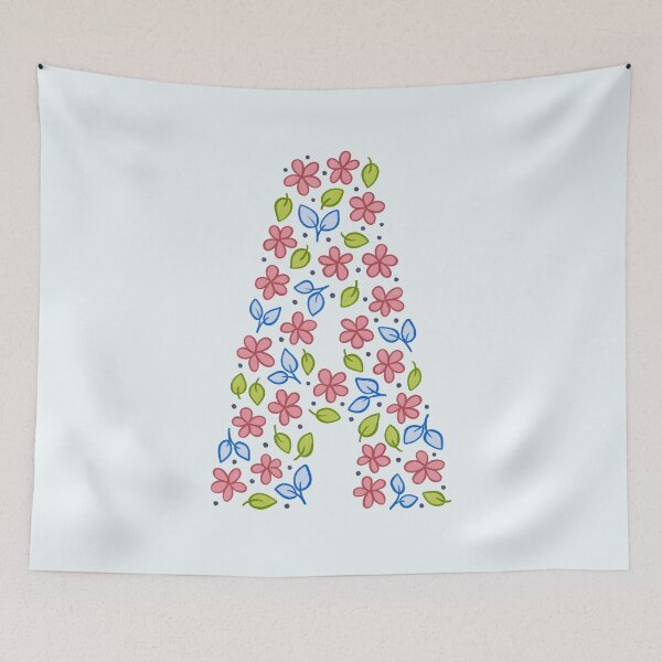 Aperçu de l'œuvre Lettre monogramme floral A - rose et bleu créée et vendue par srsig designs.