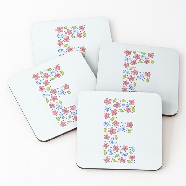 Aperçu de l'œuvre Lettre monogramme floral E - rose et bleu créée et vendue par srsig designs.