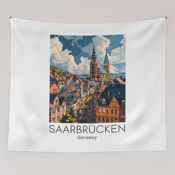 Item preview, A Vintage Travel Illustration of Saarbrücken - Germany designed and sold by GoodOldVintage.