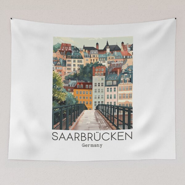 Item preview, A Vintage Travel Illustration of Saarbrücken - Germany designed and sold by GoodOldVintage.