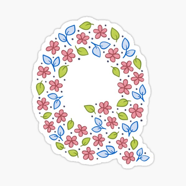 Item preview, Floral Monogram Letter Q - pink and blue designed and sold by srsig designs.