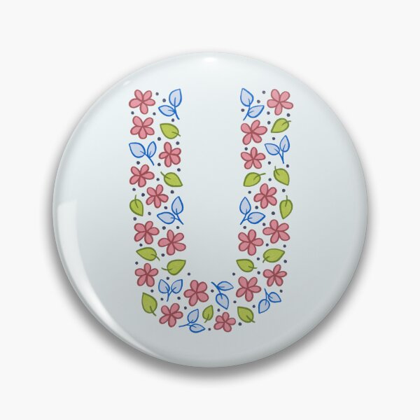 Aperçu de l'œuvre Lettre monogramme floral U - rose et bleu créée et vendue par srsig designs.
