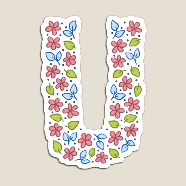 Item preview, Floral Monogram Letter U - pink and blue designed and sold by srsig designs.