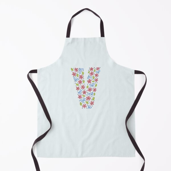 Aperçu de l'œuvre Lettre monogramme floral V - rose et bleu créée et vendue par srsig designs.