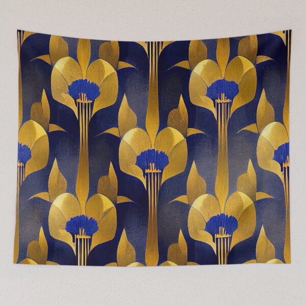 Item preview, Blue And Golden Hues Luxurious Art Deco Pattern  designed and sold by DEC02.
