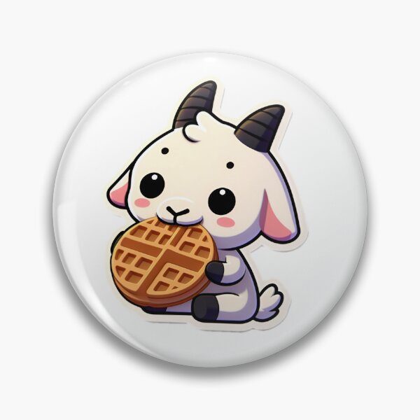 Item preview, Kawaii goat eating waffle designed and sold by Cloudlilyart.