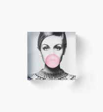Twiggy print, celebrity, Scandinavian, Nordic, Trendy print, Styled, Scandinavian art, Modern art, Wall art, Print, Minimalistic, Modern Acrylic Block