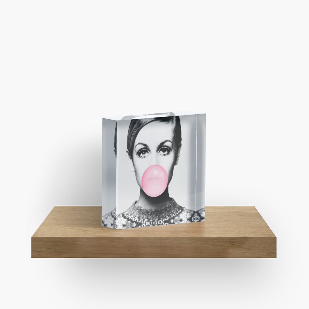 Twiggy print, celebrity, Scandinavian, Nordic, Trendy print, Styled, Scandinavian art, Modern art, Wall art, Print, Minimalistic, Modern Acrylic Block