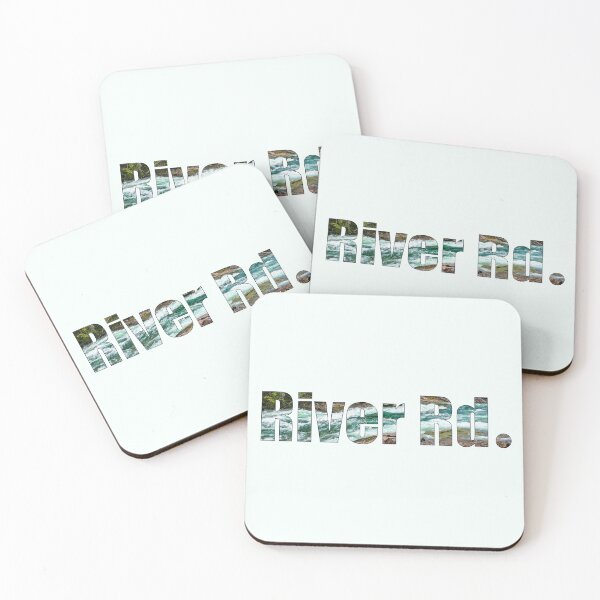 Item preview, River Road Street Name with outline of raging river background designed and sold by TheMugDirectory.