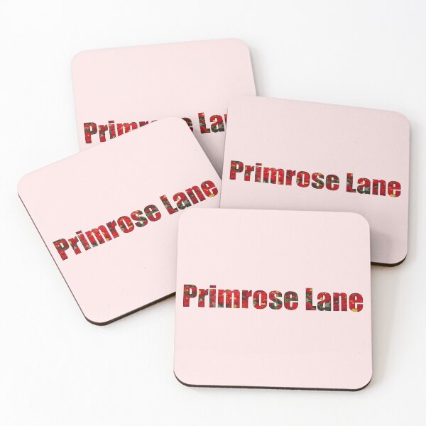 Item preview, Primrose Lane Street Name gift with outline red primrose background designed and sold by TheMugDirectory.