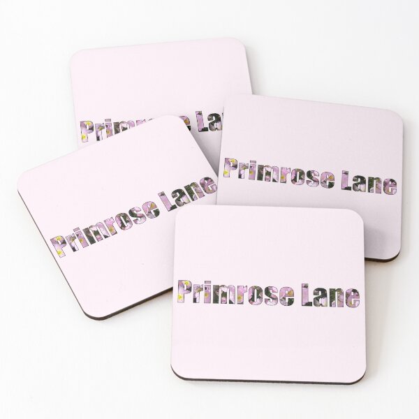 Item preview, Primrose Lane Street Name gift with outlined pink primrose background designed and sold by TheMugDirectory.