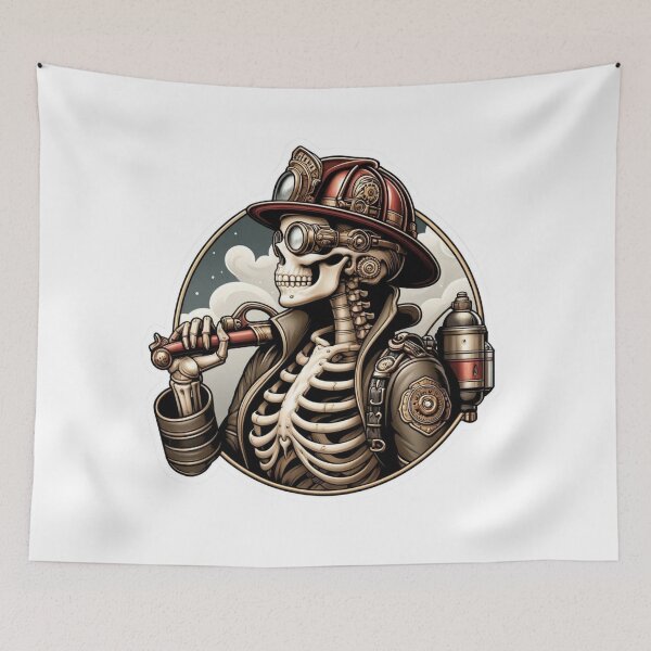 Item preview, Skeleton Steampunk Female Firefighter  designed and sold by BrinaandPops.