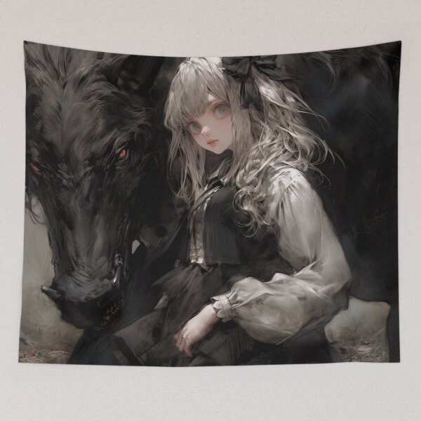 Item preview, Mysterious Intense Gothic Beast and Anime Girl designed and sold by bubblegoth.