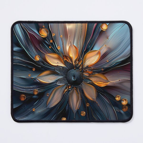 Item preview, Brilliant etched blue and orange flower print designed and sold by dcrc.