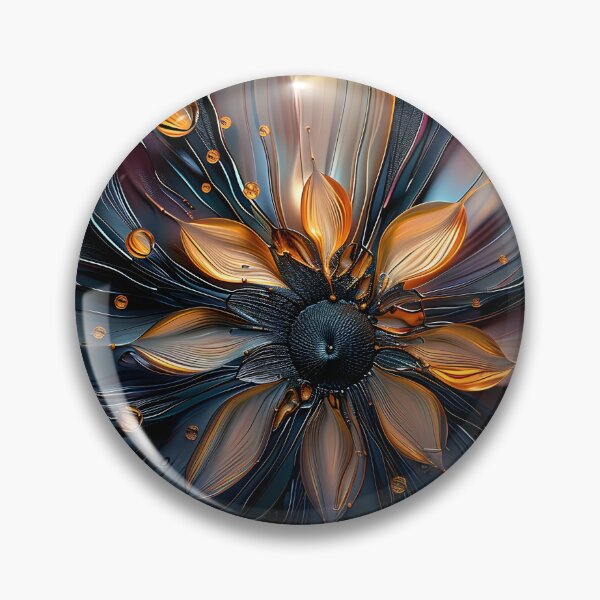 Item preview, Brilliant etched blue and orange flower print designed and sold by dcrc.
