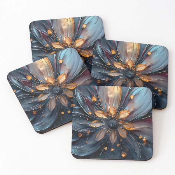 Item preview, Brilliant etched blue and orange flower print designed and sold by dcrc.