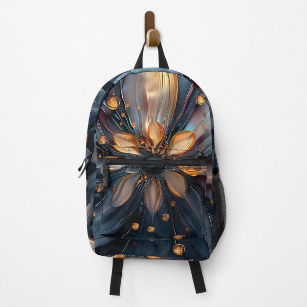 Item preview, Brilliant etched blue and orange flower print designed and sold by dcrc.
