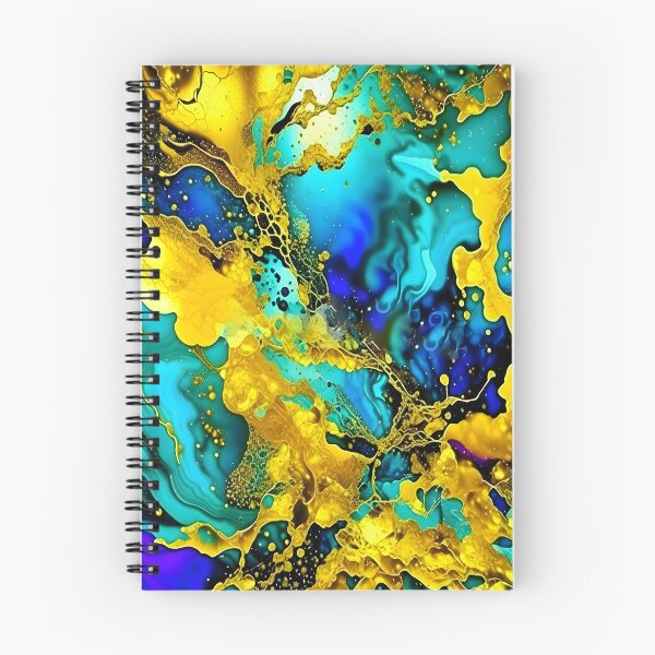 Item preview, Gold And Blue Abstract Fluid Art Painting  designed and sold by celartinspire.