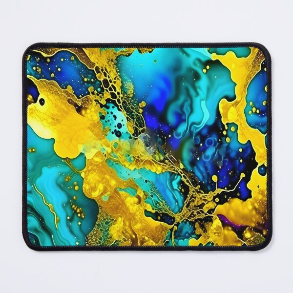 Item preview, Gold And Blue Abstract Fluid Art Painting designed and sold by celartinspire.