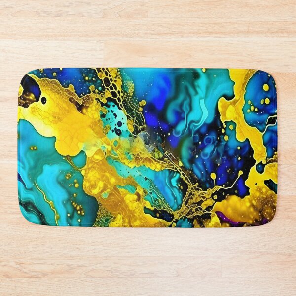 Item preview, Gold And Blue Abstract Fluid Art Painting  designed and sold by celartinspire.
