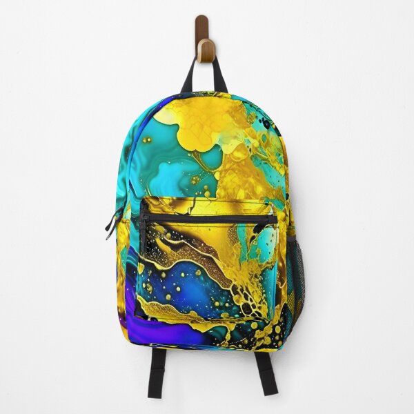Item preview, Gold And Blue Abstract Fluid Art Painting designed and sold by celartinspire.