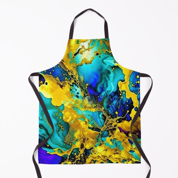 Item preview, Gold And Blue Abstract Fluid Art Painting  designed and sold by celartinspire.