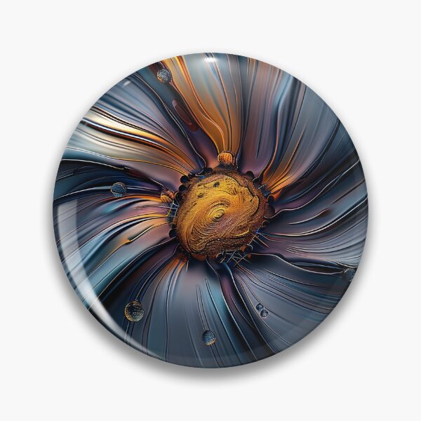 Item preview, Brilliant etched blue and orange flower print designed and sold by dcrc.