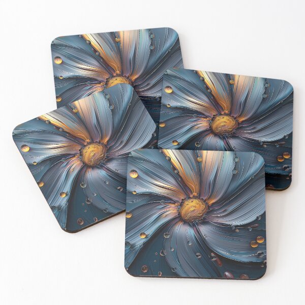 Item preview, Brilliant etched blue and orange flower print designed and sold by dcrc.