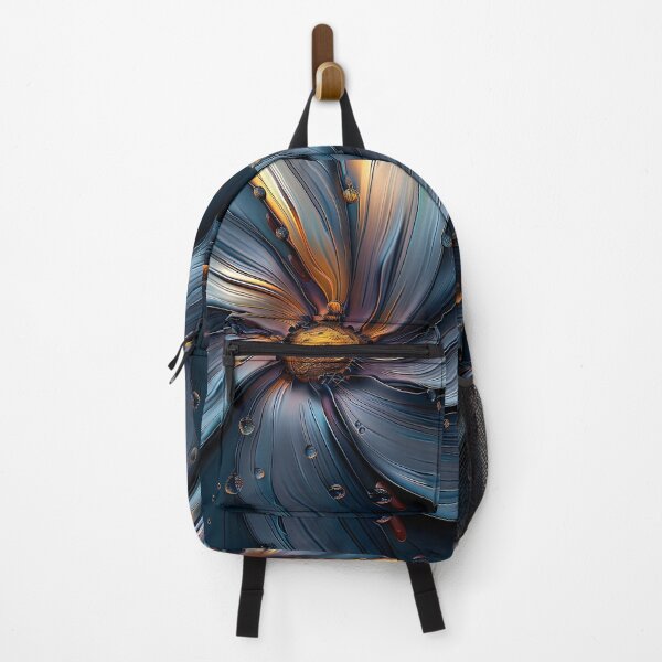 Item preview, Brilliant etched blue and orange flower print designed and sold by dcrc.