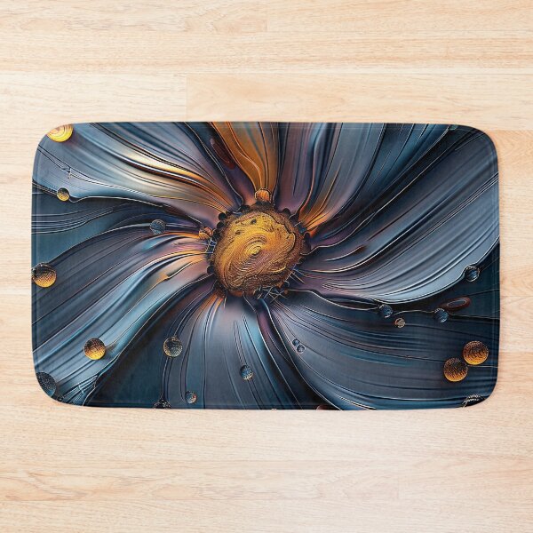 Item preview, Brilliant etched blue and orange flower print designed and sold by dcrc.