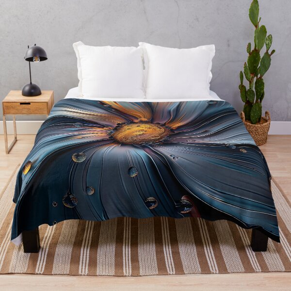 Item preview, Brilliant etched blue and orange flower print designed and sold by dcrc.
