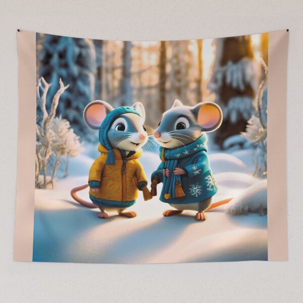 Artikelvorschau, ein paar Mäuse im verschneiten Wald entworfen und verkauft von janjacbu.