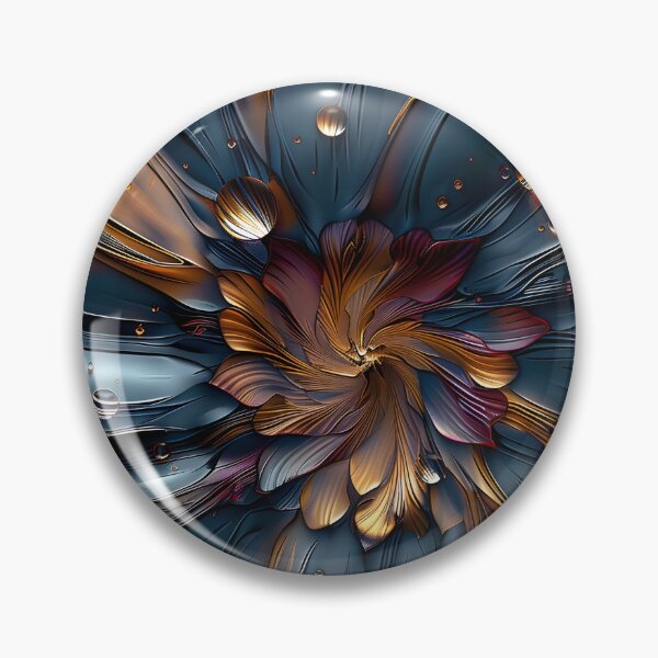 Item preview, brilliant etched blue and orange flower print designed and sold by dcrc.