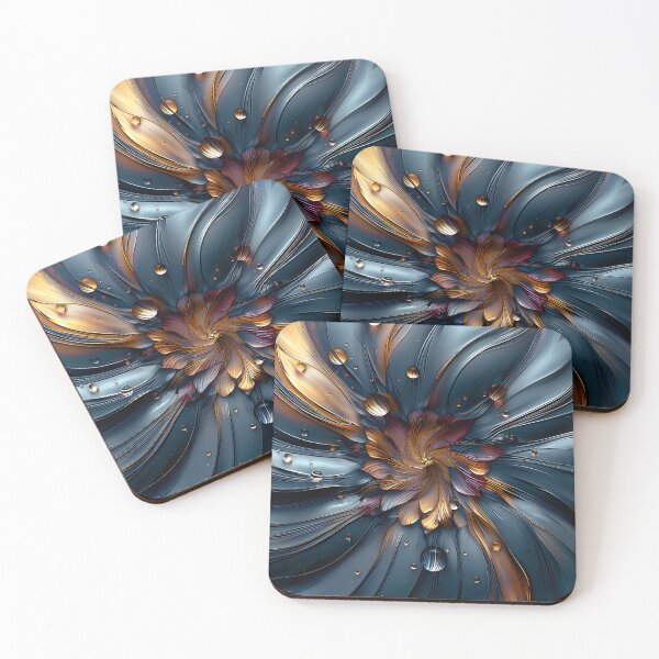 Item preview, brilliant etched blue and orange flower print designed and sold by dcrc.