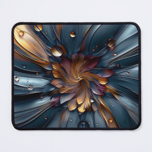 Item preview, brilliant etched blue and orange flower print designed and sold by dcrc.