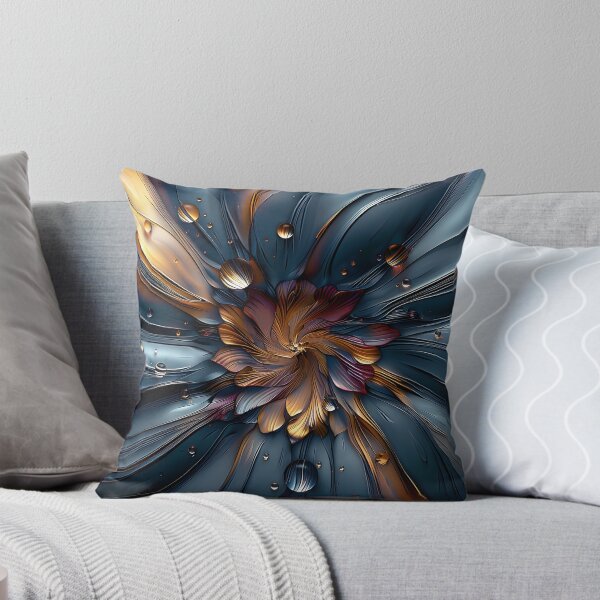 Item preview, brilliant etched blue and orange flower print designed and sold by dcrc.