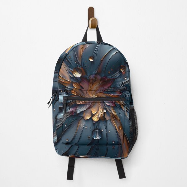 Item preview, brilliant etched blue and orange flower print designed and sold by dcrc.