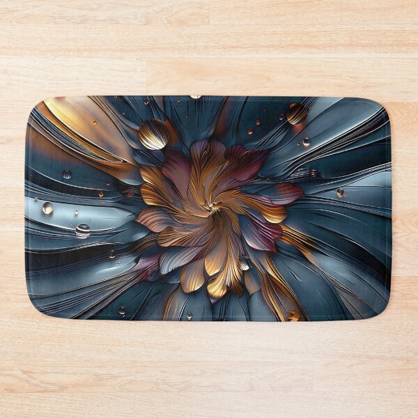 Item preview, brilliant etched blue and orange flower print designed and sold by dcrc.