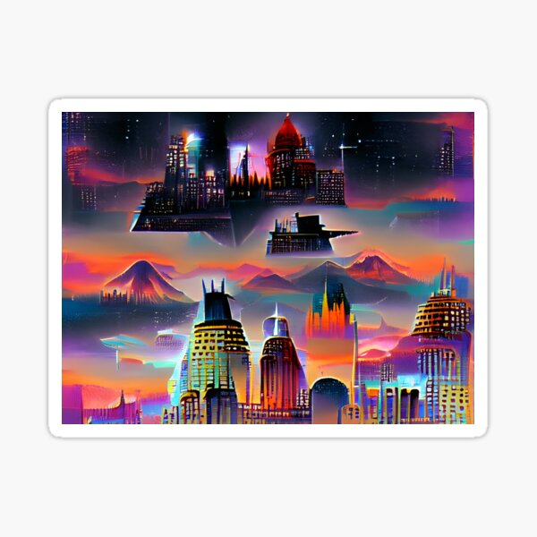 City in the Mountains Sticker