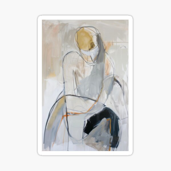Item preview, Beautiful abstract neutral minimalist human figure "Thinking" designed and sold by PrettyPinkSkies.