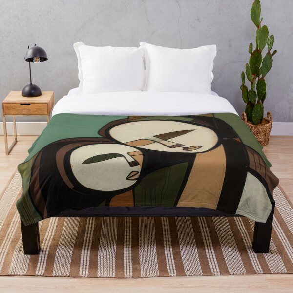 Item preview, Mother and child abstract art print - greens and browns designed and sold by PrettyPinkSkies.
