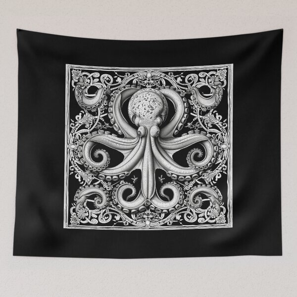 Item preview, Octopus Mandala - Black & White - SQUARE designed and sold by lapart.