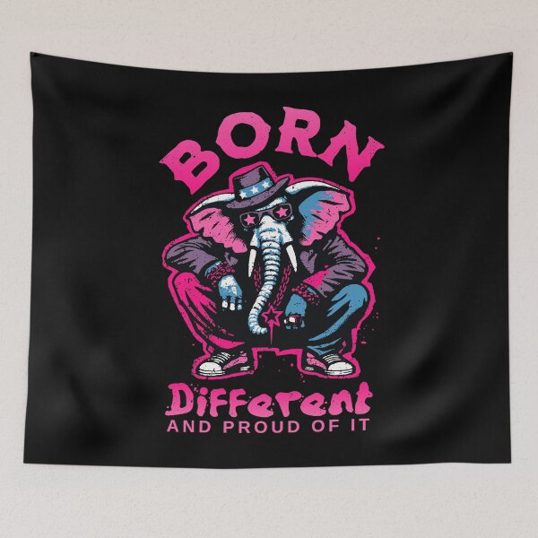 Item preview, Born Different - Inspirational Pink Elephant Quote designed and sold by Urban-Alien.