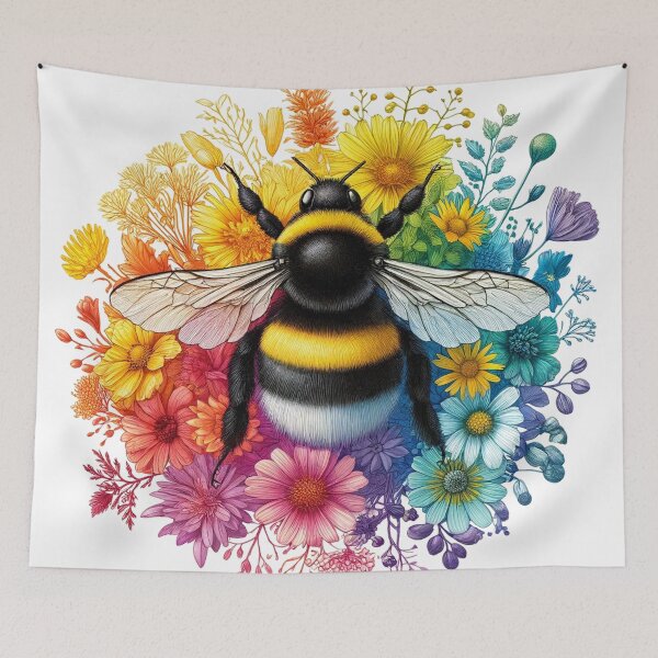 Item preview, Bumblebee Pastel Rainbow Flowers designed and sold by ArtzyOne431.