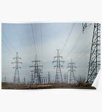 a lot High voltage power lines Poster